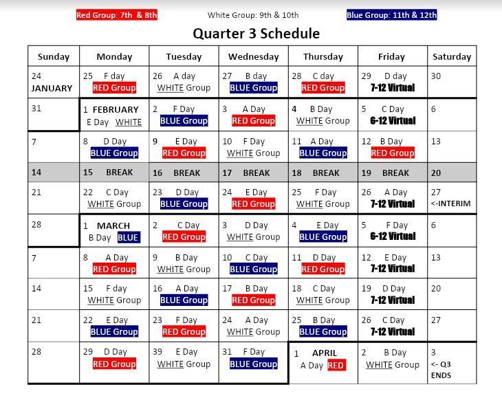 Quarter 3 Schedule