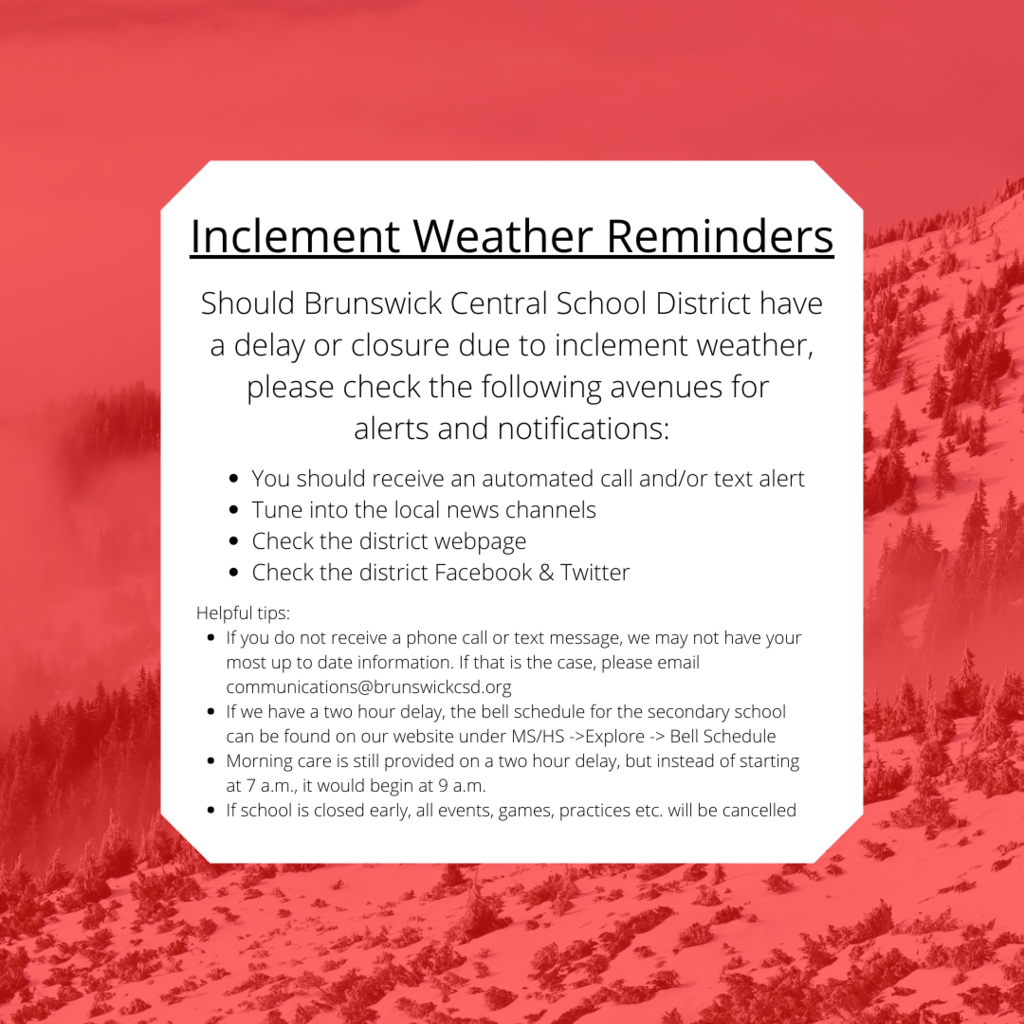Inclement Weather Reminders